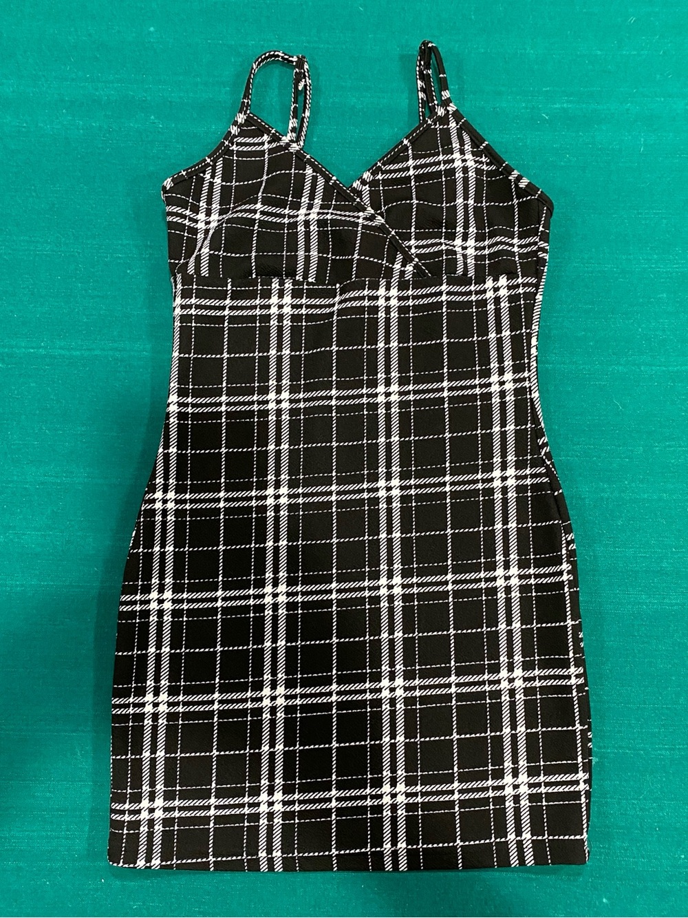 Black and White Plaid Spaghetti Strap Mini Dress Size Small/4